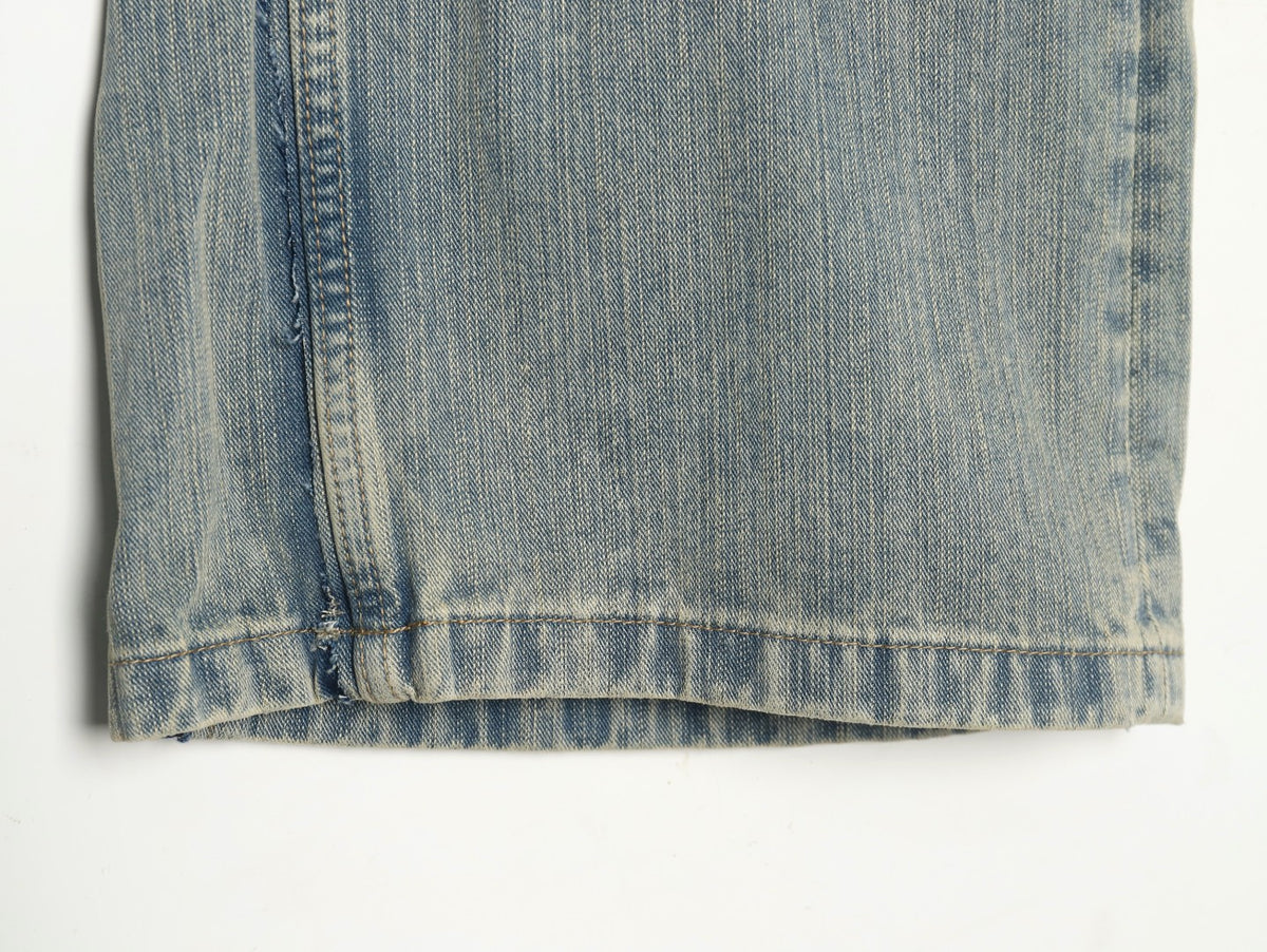 Balenciaga 25SS Light Blue Panel-Detail Wide-Leg Jeans