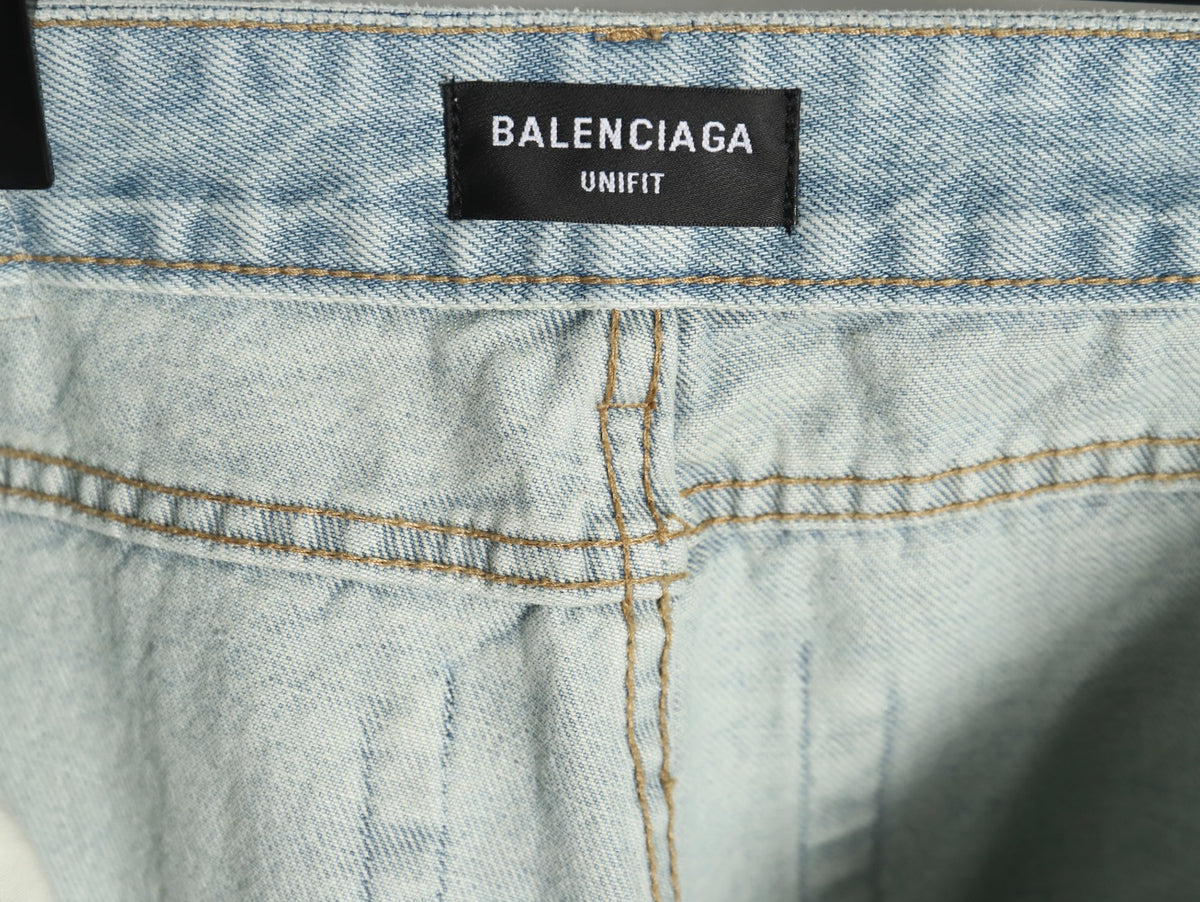 Balenciaga 25SS Light Blue Panel-Detail Wide-Leg Jeans