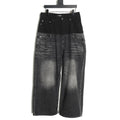 Balenciaga 25SS Black and Charcoal Panel-Detail Wide-Leg Jeans