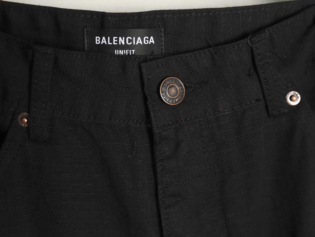 Balenciaga 25SS Black and Charcoal Panel-Detail Wide-Leg Jeans