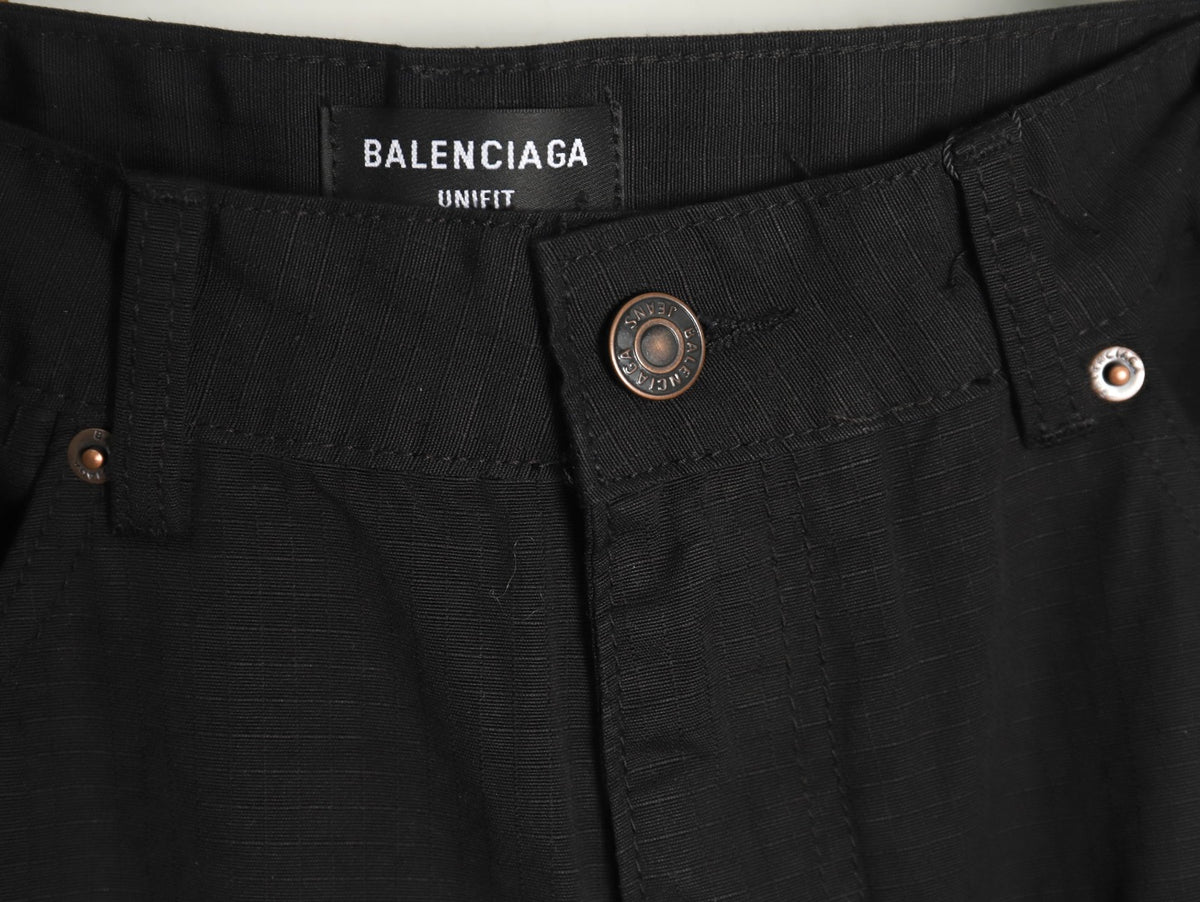 Balenciaga 25SS Black and Charcoal Panel-Detail Wide-Leg Jeans