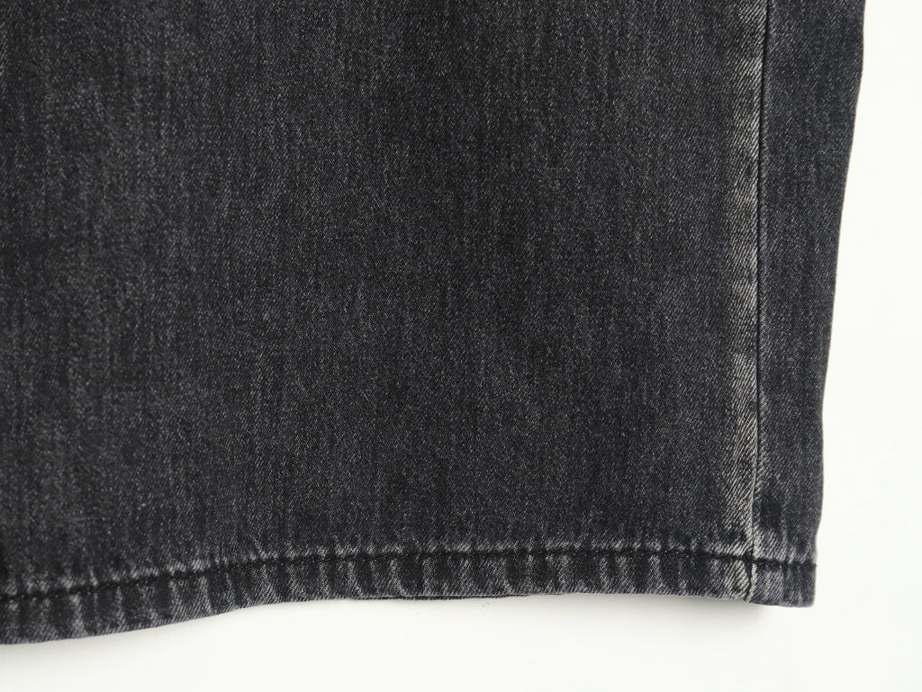 Balenciaga 25SS Black and Charcoal Panel-Detail Wide-Leg Jeans