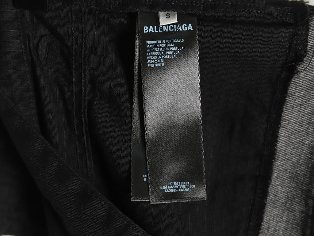 Balenciaga 25SS Black and Charcoal Panel-Detail Wide-Leg Jeans