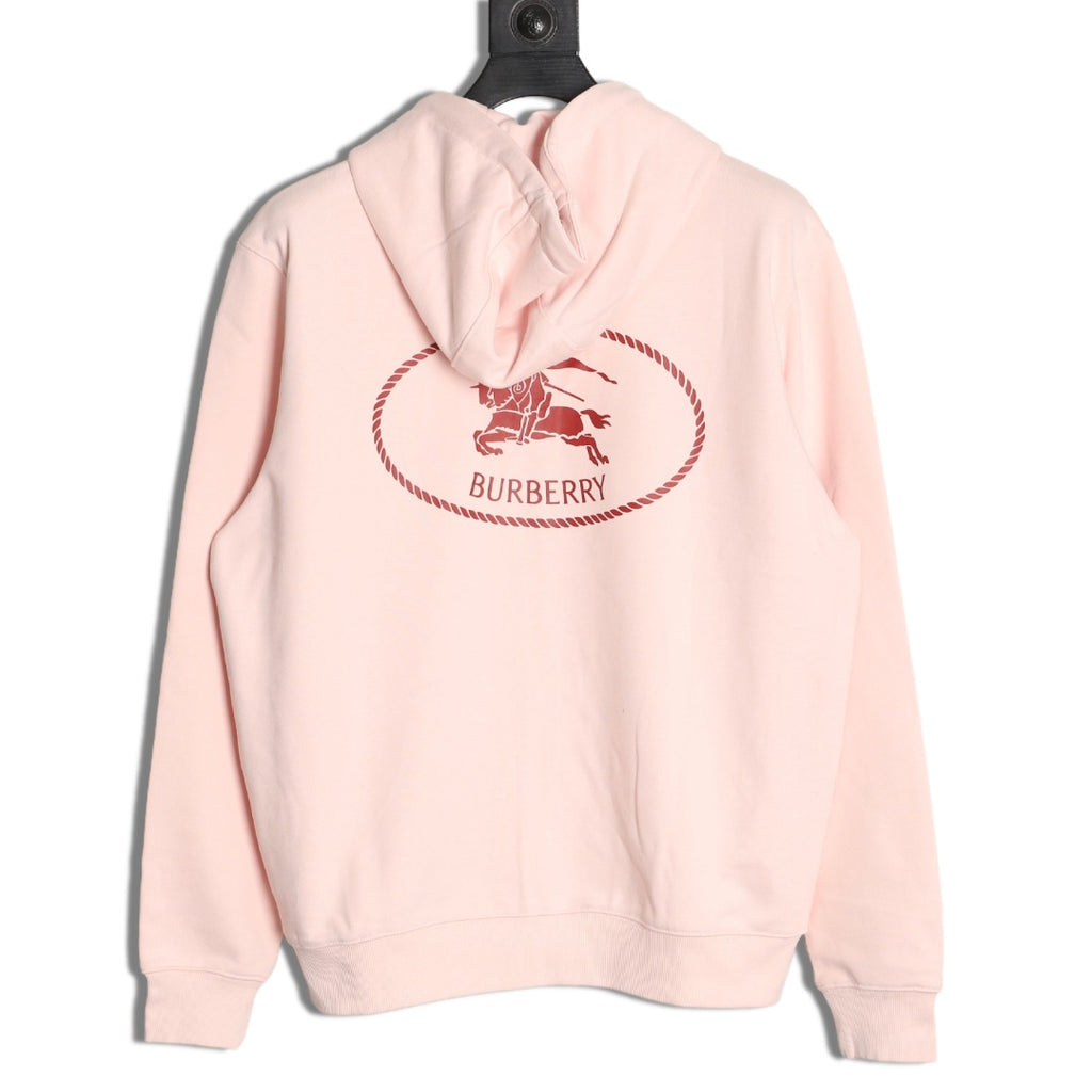 Burberry 25FW Pale Pink Equestrian Back-Graphic Zip Hoodie