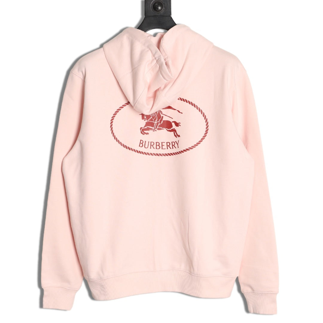 Burberry 25FW Pale Pink Equestrian Back-Graphic Zip Hoodie