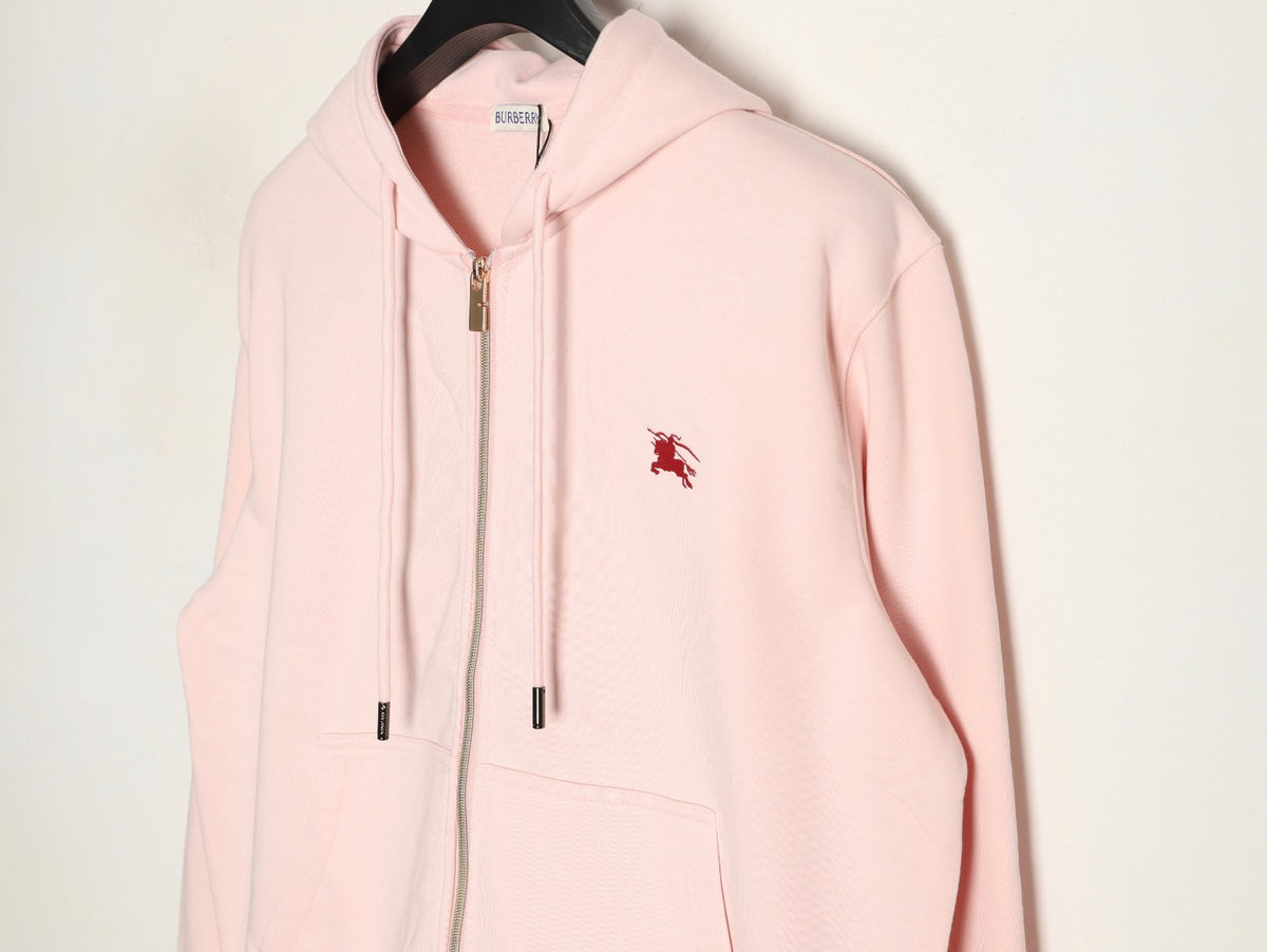 Burberry 25FW Pale Pink Equestrian Back-Graphic Zip Hoodie