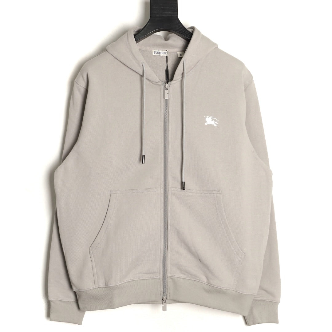 Burberry 25FW Gray Equestrian Back-Graphic Zip Hoodie
