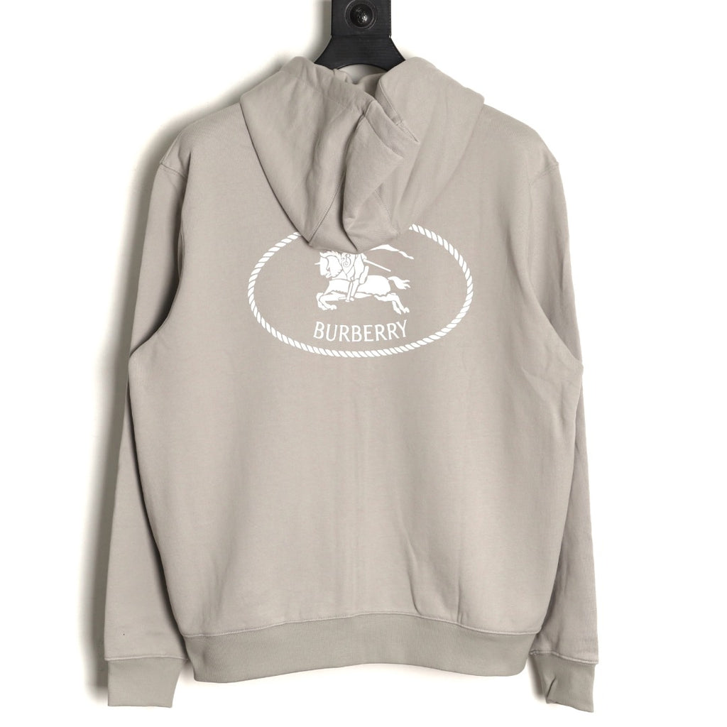 Burberry 25FW Gray Equestrian Back-Graphic Zip Hoodie