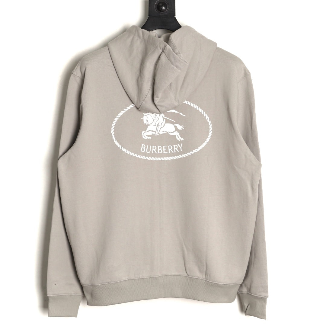Burberry 25FW Gray Equestrian Back-Graphic Zip Hoodie