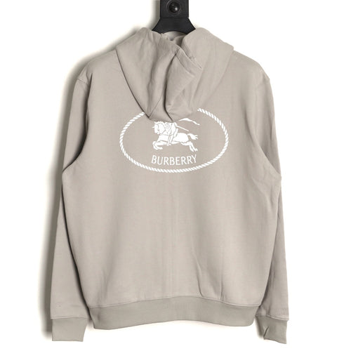 Burberry 25FW Gray Equestrian Back-Graphic Zip Hoodie