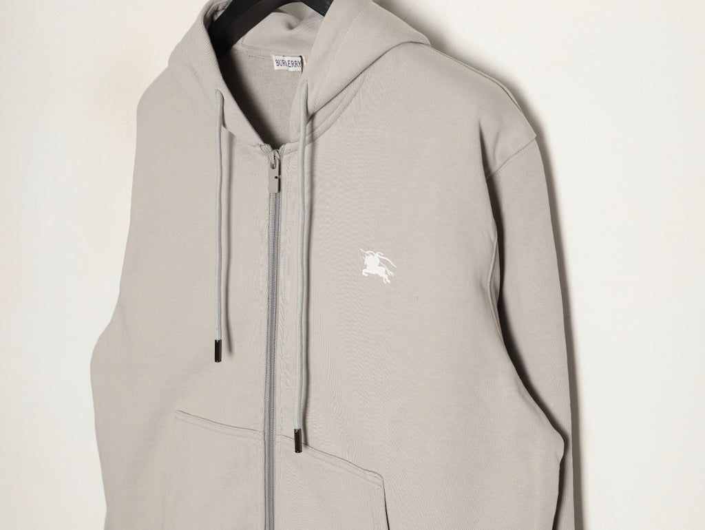 Burberry 25FW Gray Equestrian Back-Graphic Zip Hoodie