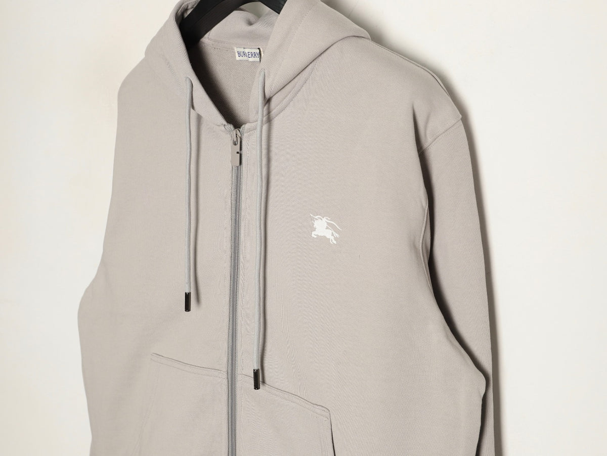 Burberry 25FW Gray Equestrian Back-Graphic Zip Hoodie