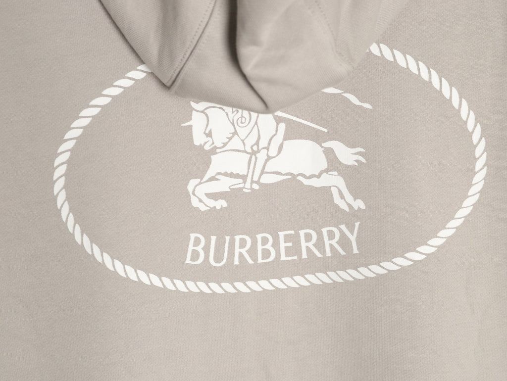 Burberry 25FW Gray Equestrian Back-Graphic Zip Hoodie