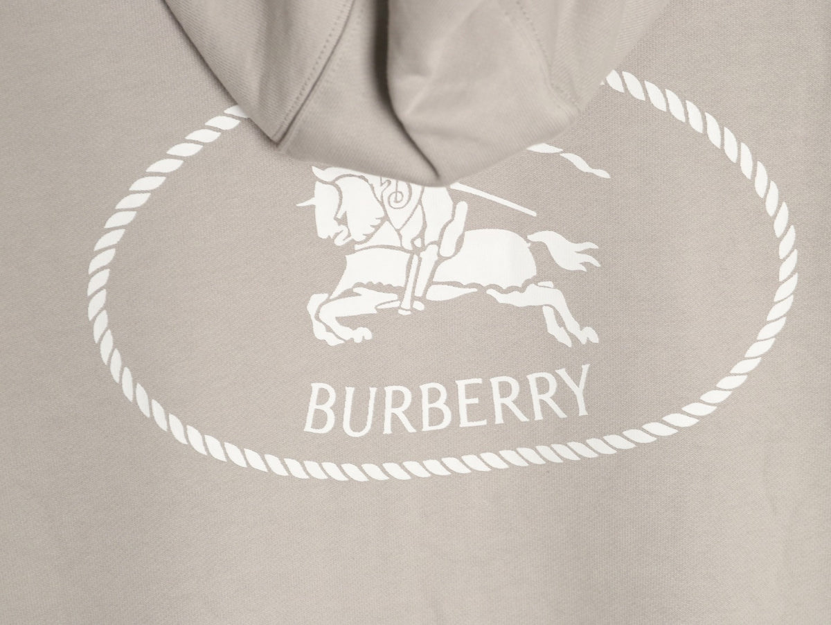 Burberry 25FW Gray Equestrian Back-Graphic Zip Hoodie