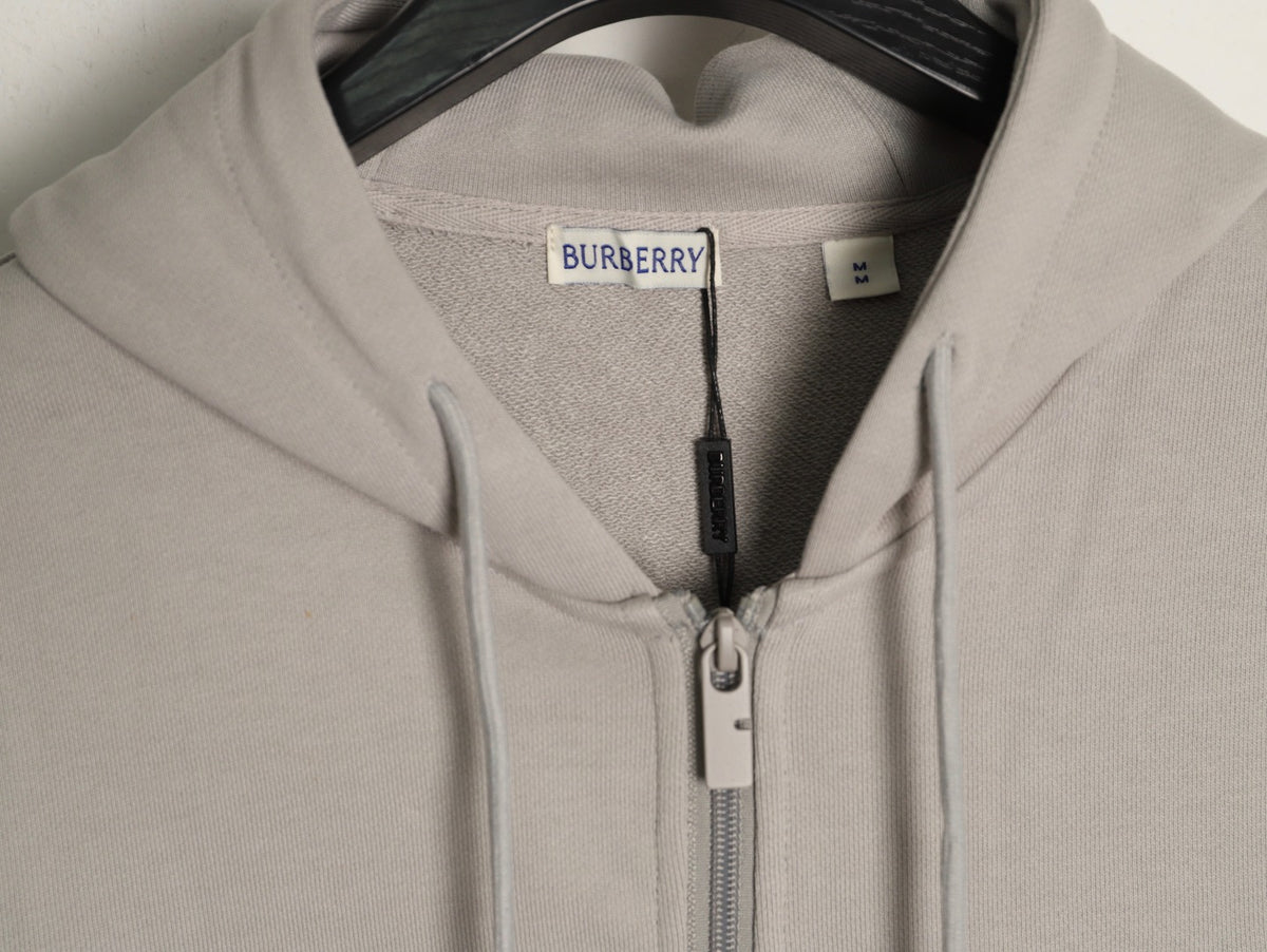 Burberry 25FW Gray Equestrian Back-Graphic Zip Hoodie