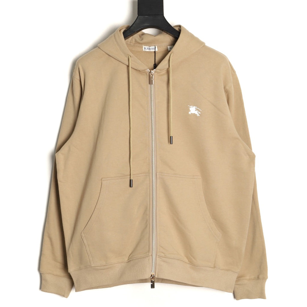 Burberry 25FW Khaki Equestrian Back-Graphic Zip Hoodie