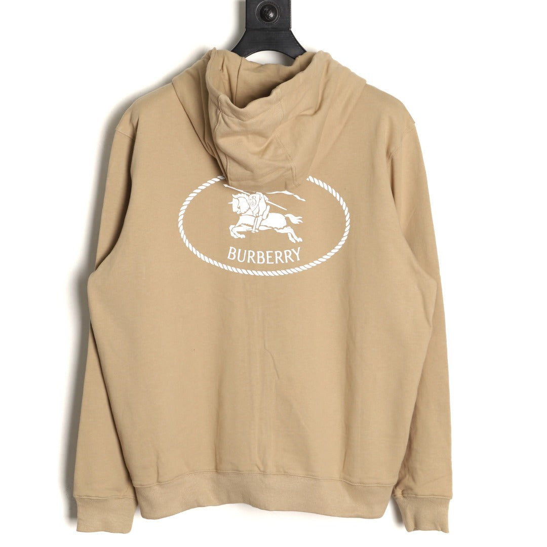Burberry 25FW Khaki Equestrian Back-Graphic Zip Hoodie