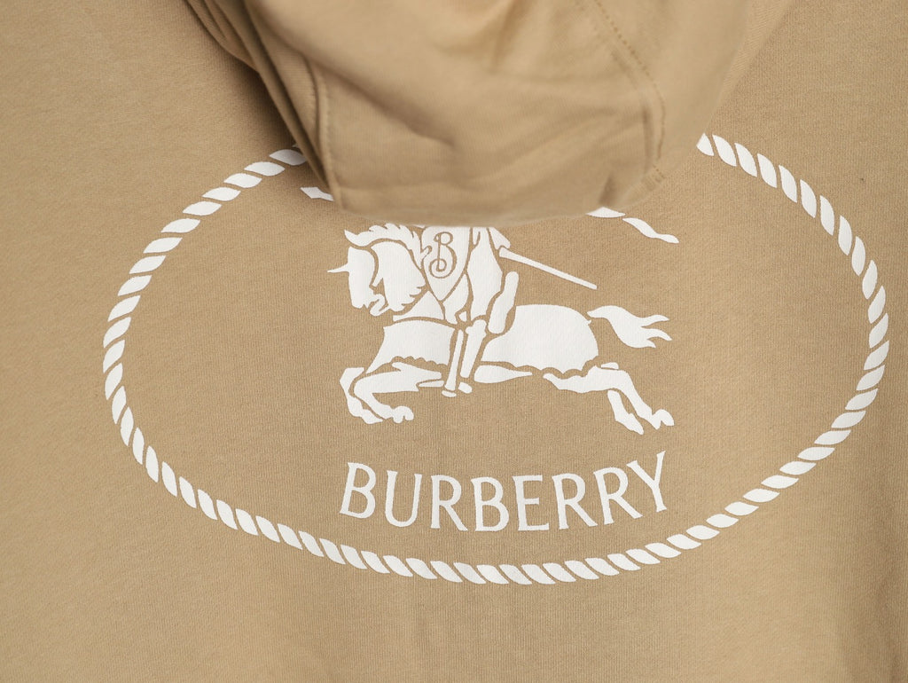 Burberry 25FW Khaki Equestrian Back-Graphic Zip Hoodie