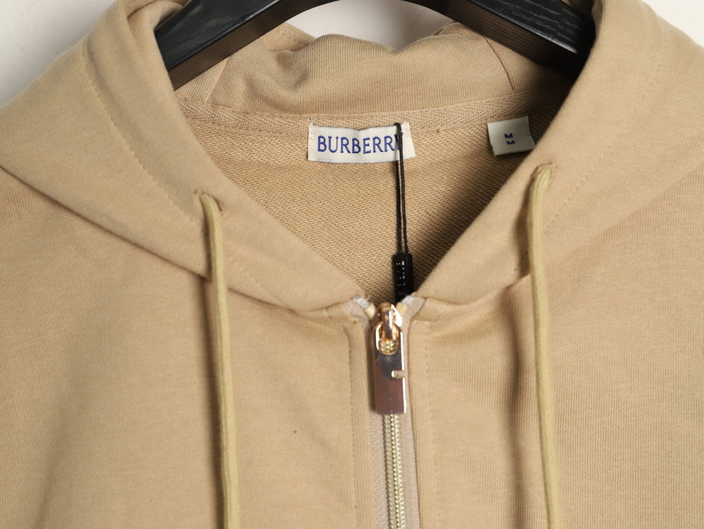 Burberry 25FW Khaki Equestrian Back-Graphic Zip Hoodie