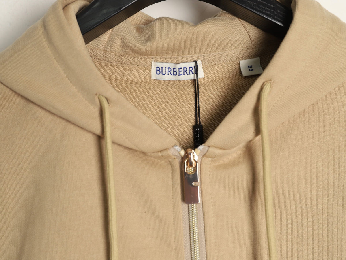Burberry 25FW Khaki Equestrian Back-Graphic Zip Hoodie