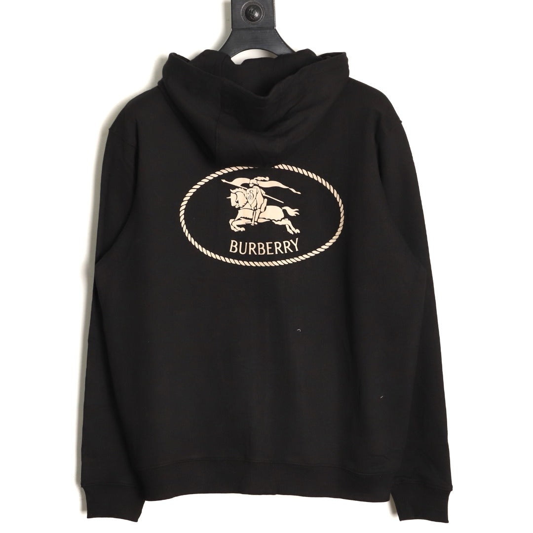Burberry 25FW Black Equestrian Back-Graphic Zip Hoodie
