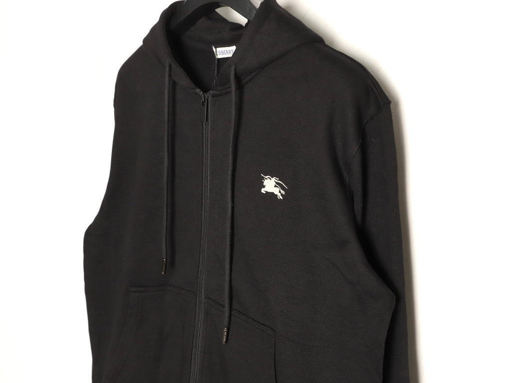 Burberry 25FW Black Equestrian Back-Graphic Zip Hoodie