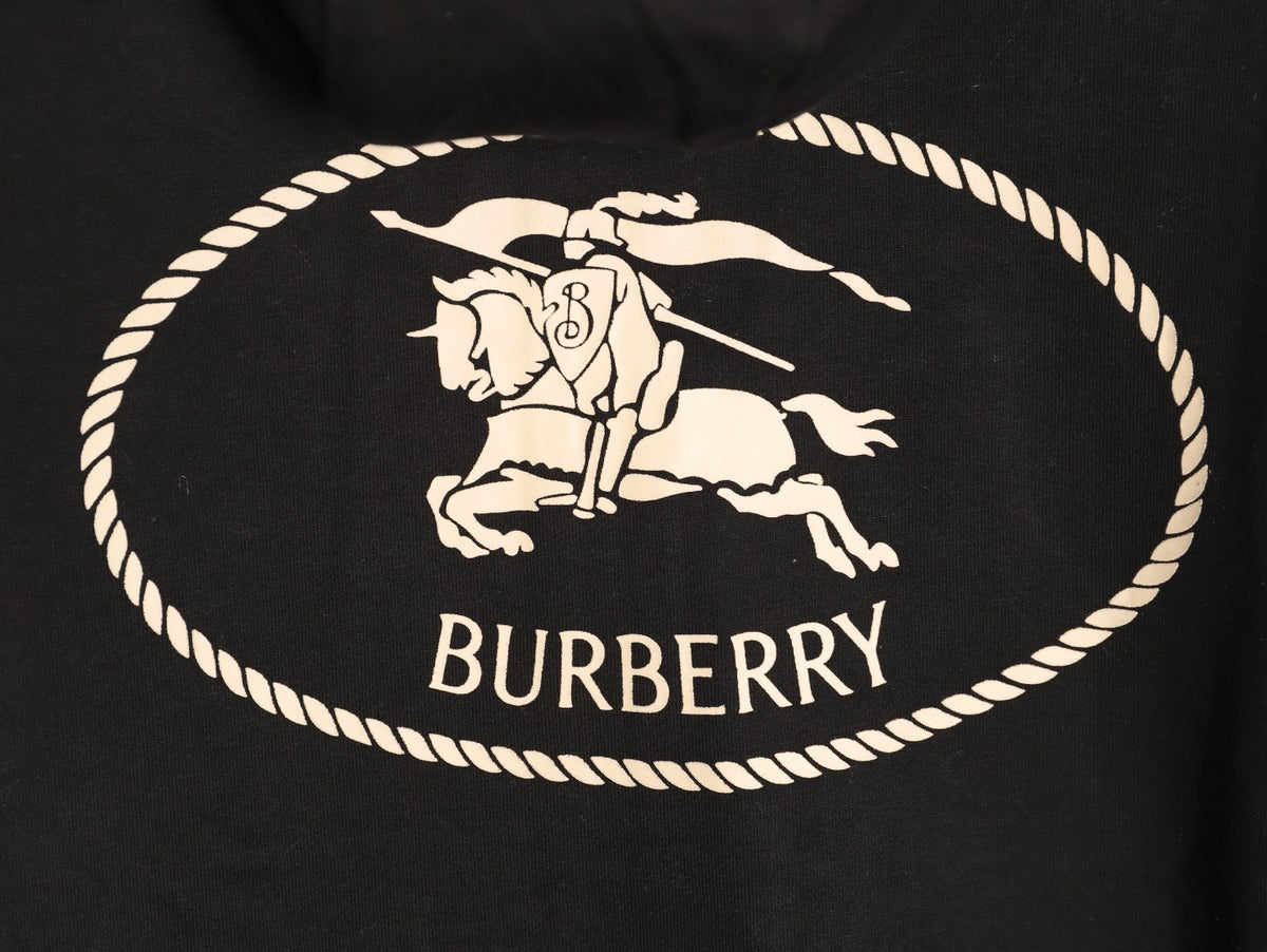 Burberry 25FW Black Equestrian Back-Graphic Zip Hoodie