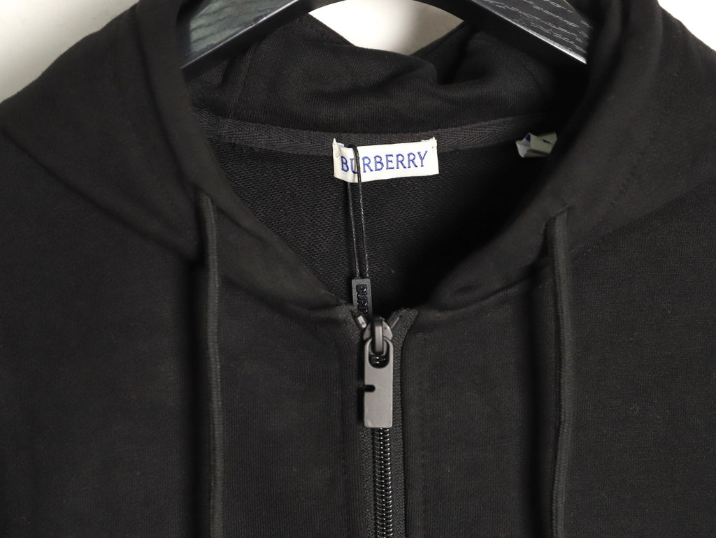 Burberry 25FW Black Equestrian Back-Graphic Zip Hoodie