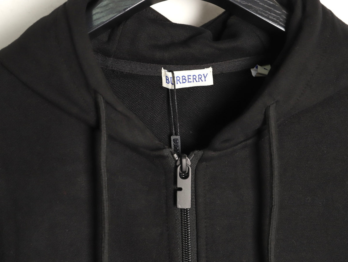Burberry 25FW Black Equestrian Back-Graphic Zip Hoodie