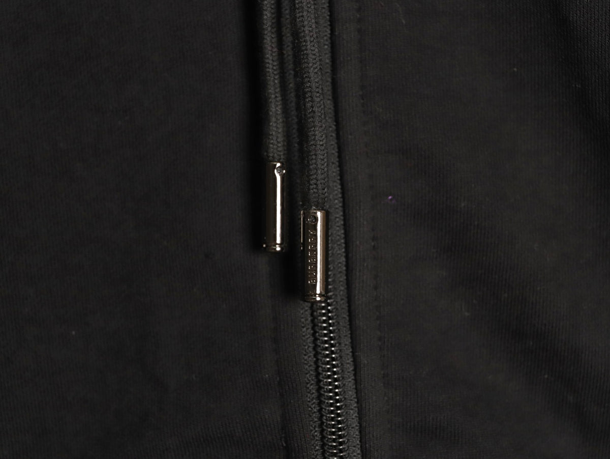 Burberry 25FW Black Equestrian Back-Graphic Zip Hoodie