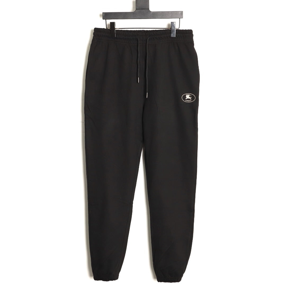 Burberry 25FW Black Equestrian-Stamp Drawstring Jogger Pants