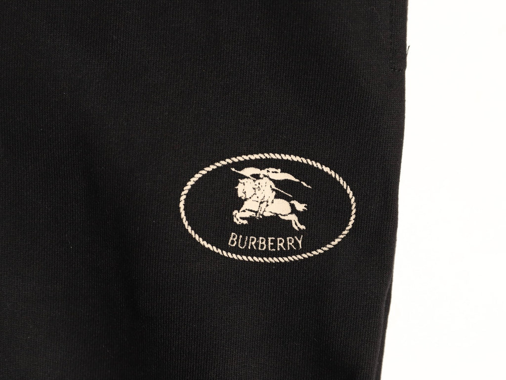 Burberry 25FW Black Equestrian-Stamp Drawstring Jogger Pants