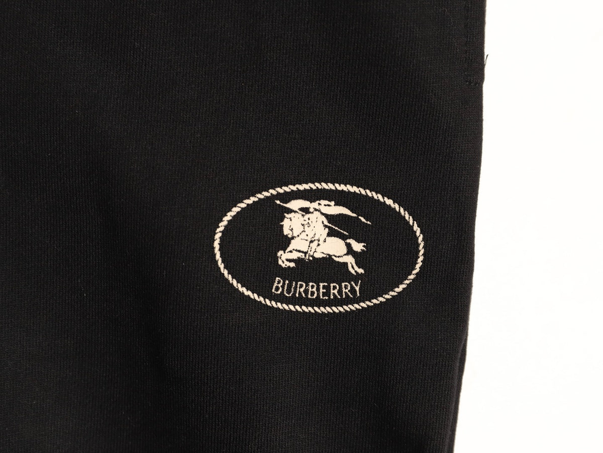 Burberry 25FW Black Equestrian-Stamp Drawstring Jogger Pants