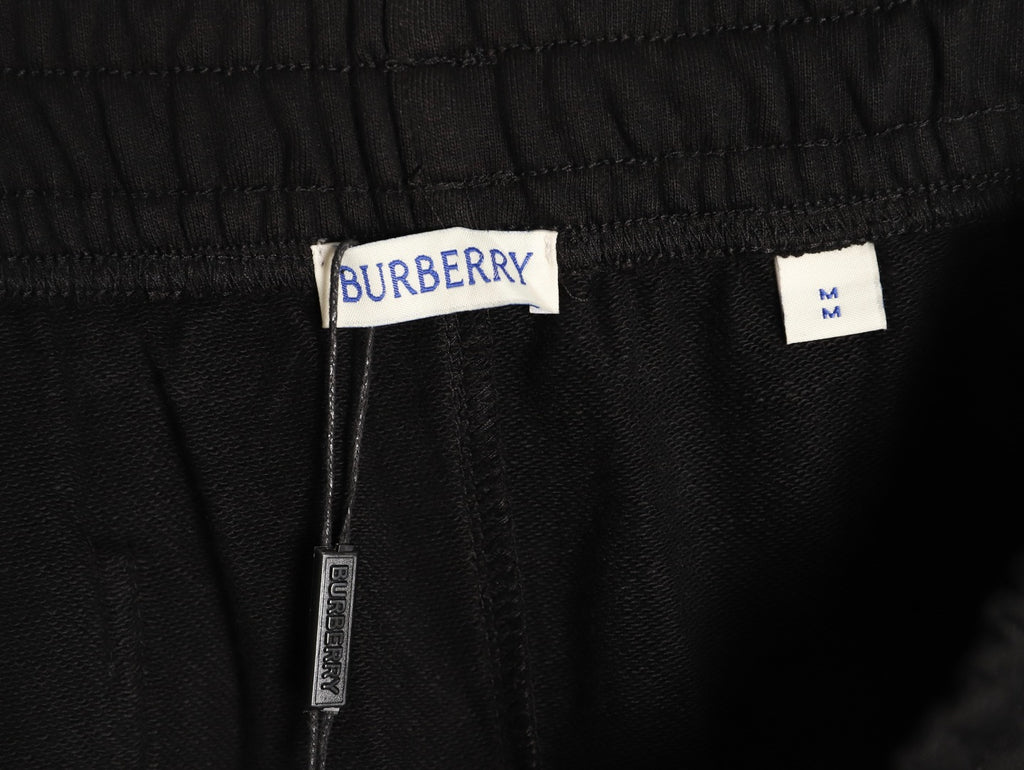 Burberry 25FW Black Equestrian-Stamp Drawstring Jogger Pants