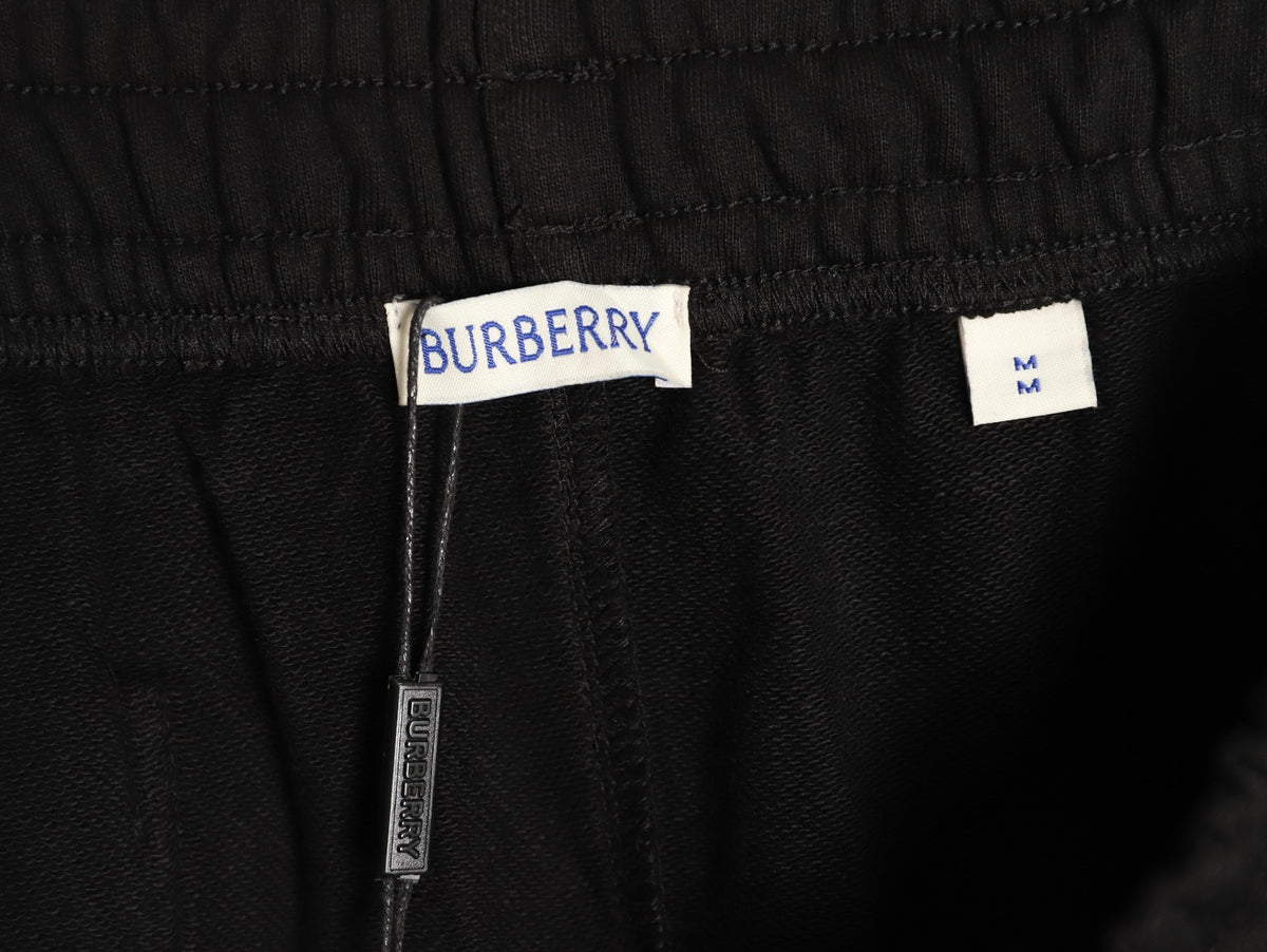 Burberry 25FW Black Equestrian-Stamp Drawstring Jogger Pants