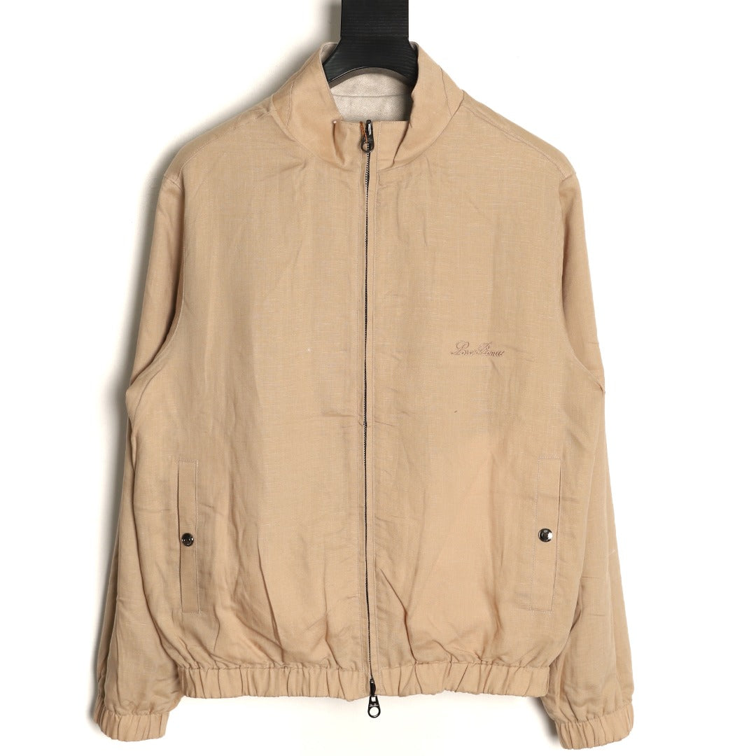 Loro Piana LP Embroidered Linen-Cashmere Stand-Collar Jacket
