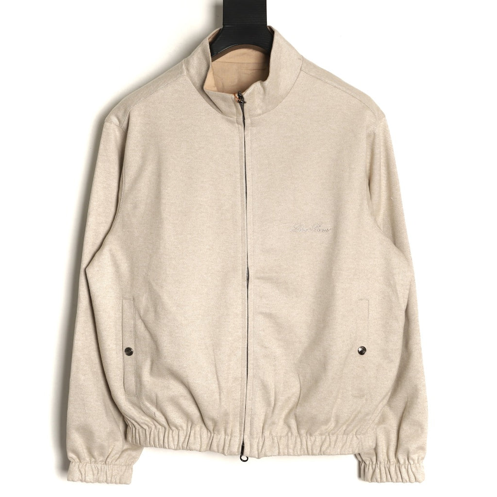 Loro Piana LP Embroidered Linen-Cashmere Stand-Collar Jacket
