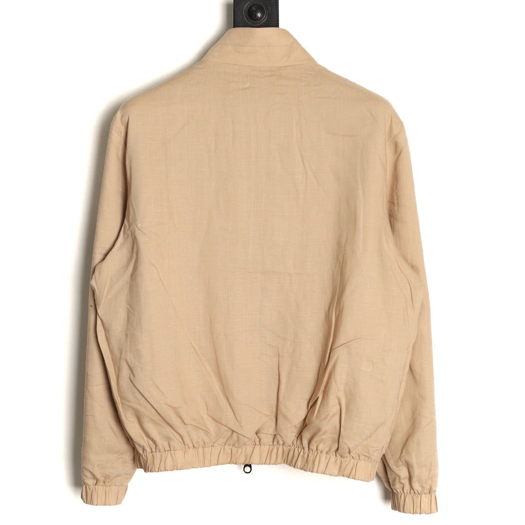 Loro Piana LP Embroidered Linen-Cashmere Stand-Collar Jacket