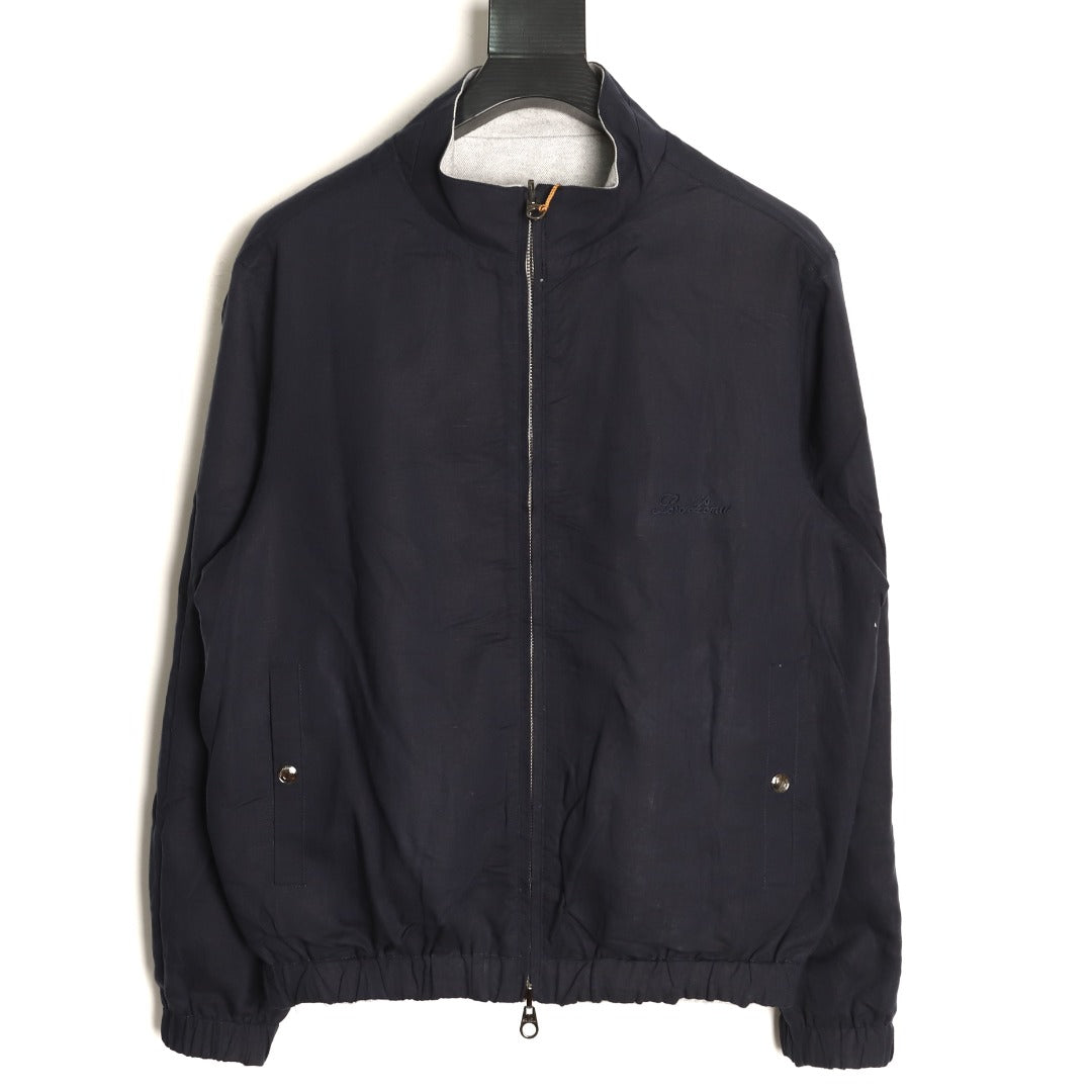 Loro Piana LP Embroidered Reversible Linen-Cashmere Jacket - Gray/Charcoal