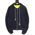 Loewe Curved-Sleeve Zip-Up Hoodie - Dark Navy
