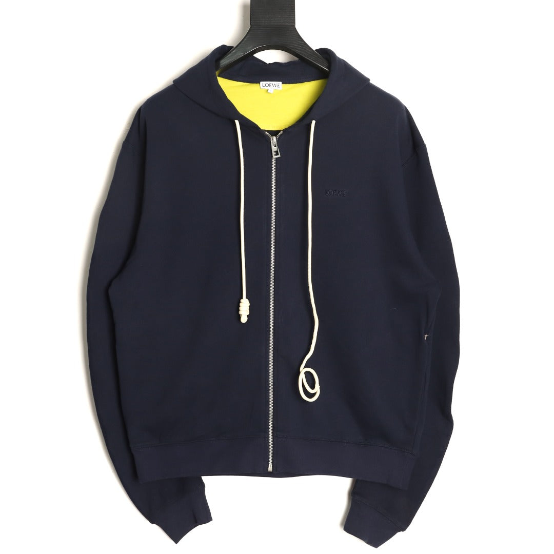Loewe Curved-Sleeve Zip-Up Hoodie - Dark Navy