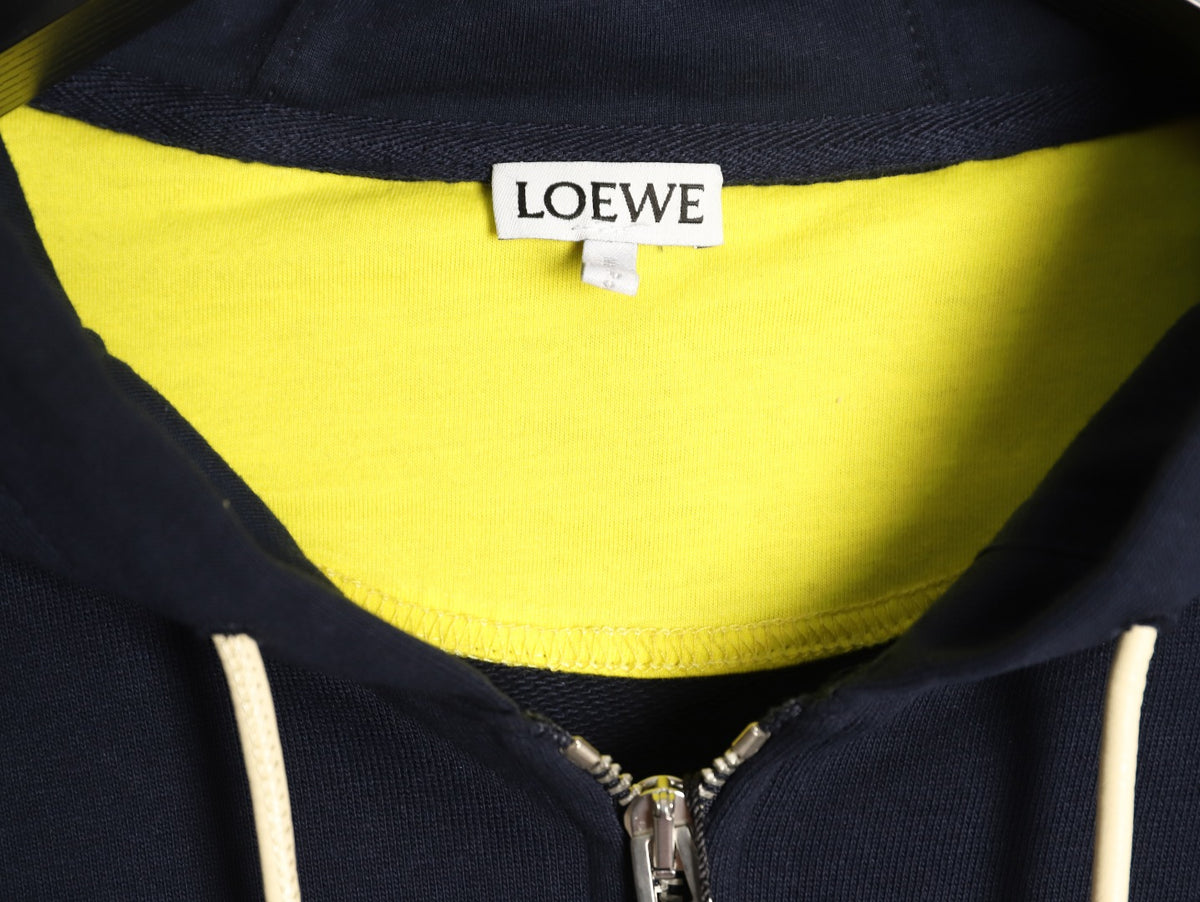 Loewe Curved-Sleeve Zip-Up Hoodie - Dark Navy