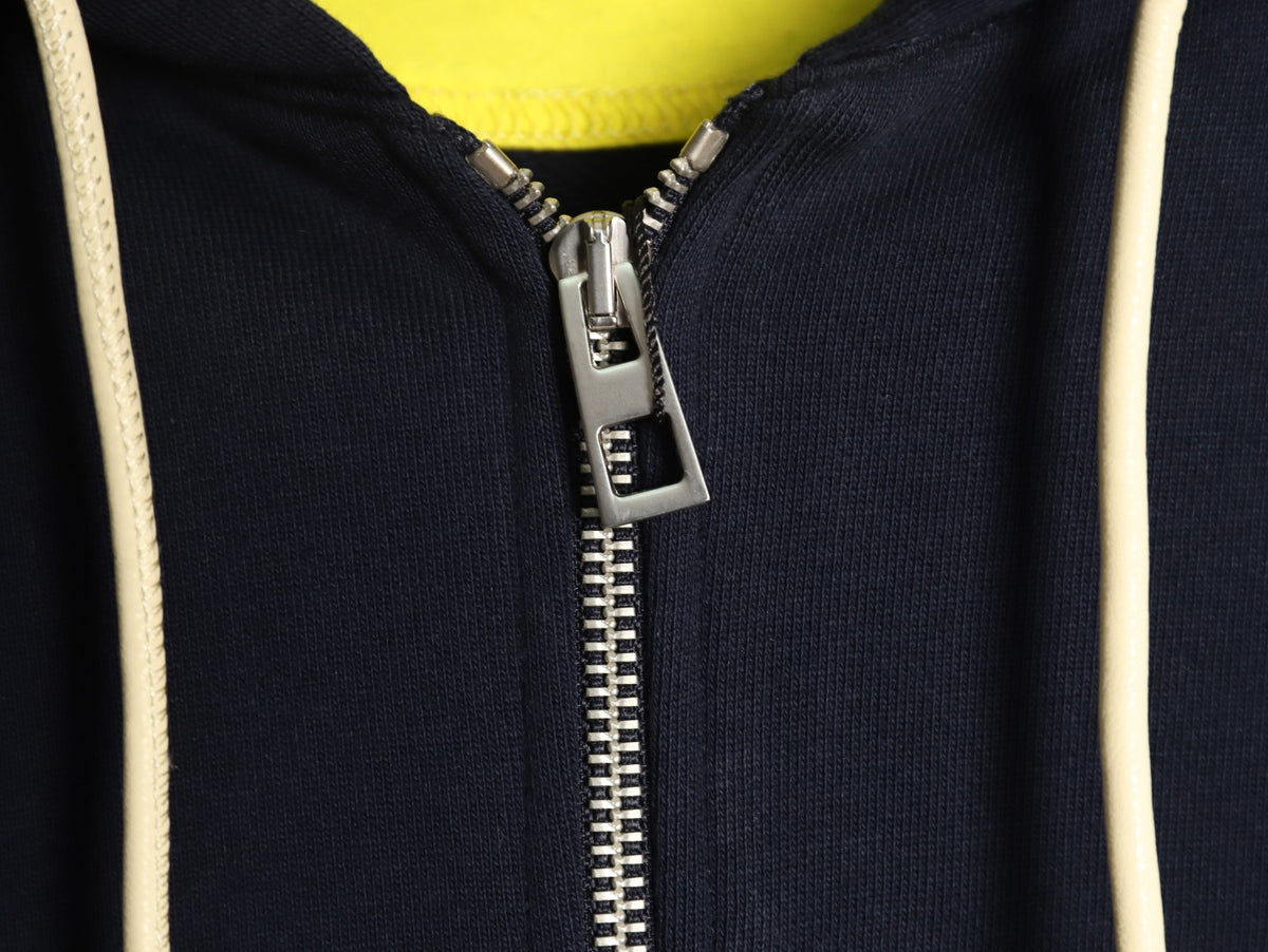 Loewe Curved-Sleeve Zip-Up Hoodie - Dark Navy