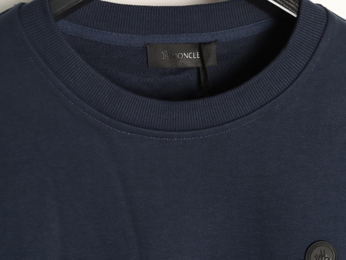 Moncler Small-Logo Loopback Crewneck Sweatshirt - Dark Navy