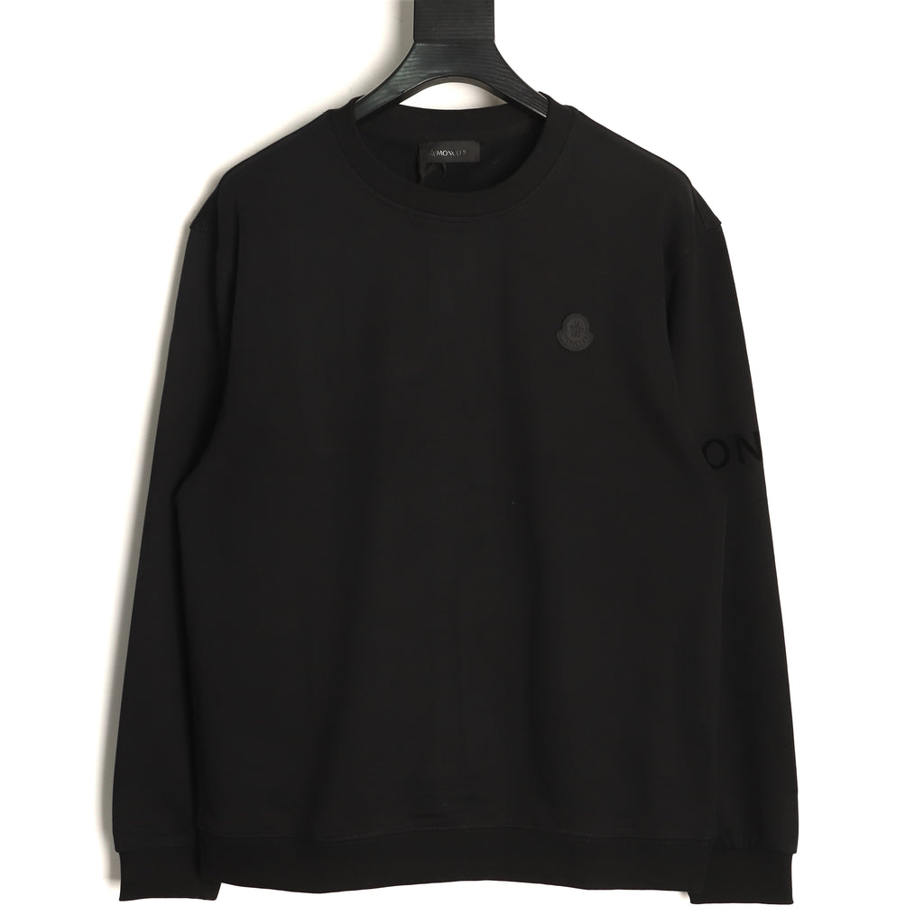 Moncler Small-Logo Loopback Crewneck Sweatshirt - Black