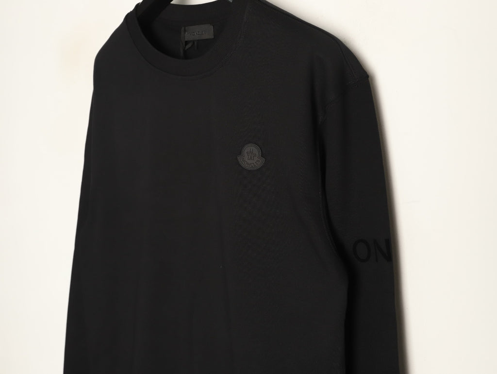 Moncler Small-Logo Loopback Crewneck Sweatshirt - Black