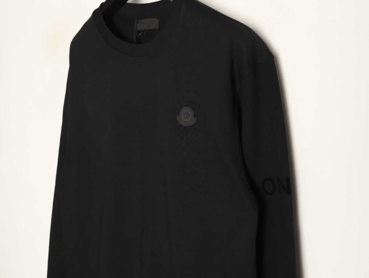 Moncler Small-Logo Loopback Crewneck Sweatshirt - Black