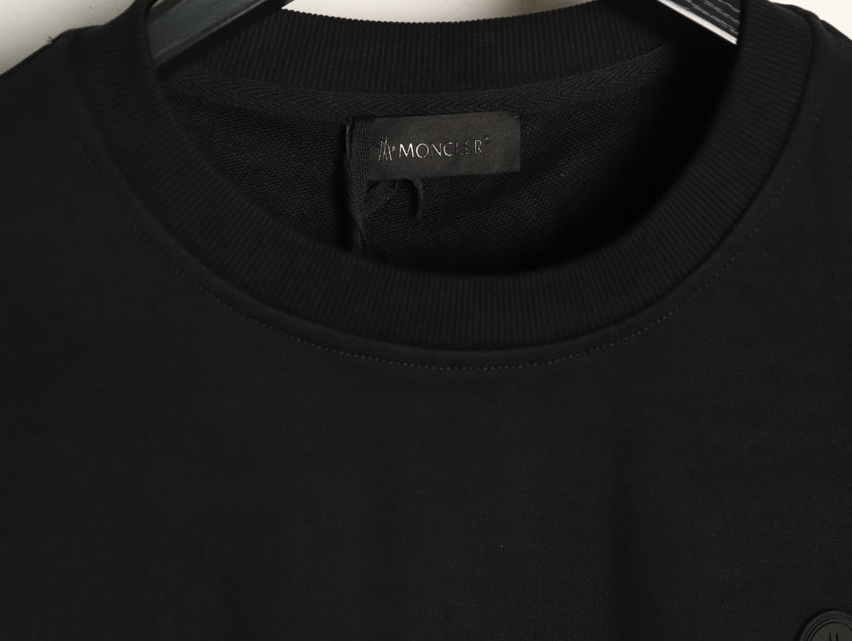 Moncler Small-Logo Loopback Crewneck Sweatshirt - Black