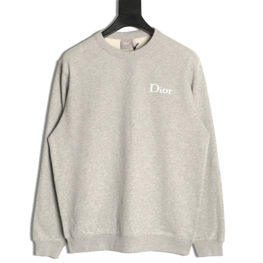 Dior Gray Loopback Crewneck Sweatshirt with Chest Logo