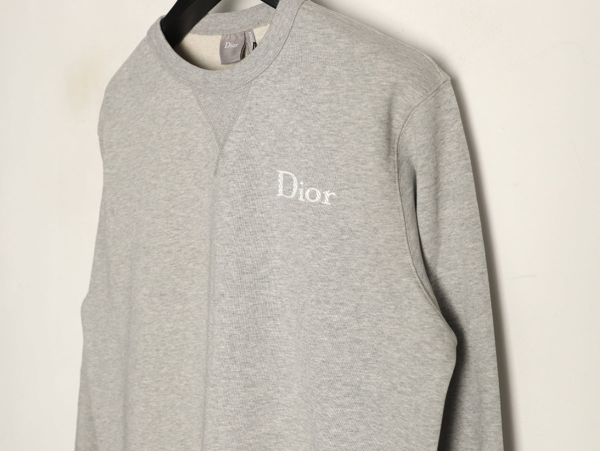 Dior Gray Loopback Crewneck Sweatshirt with Chest Logo